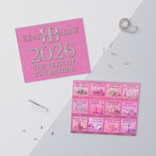 2026 Pink Motivational Wall Calendar — "New Year, New Level" & "Booked, Busy & Blessed" Monthly Planner