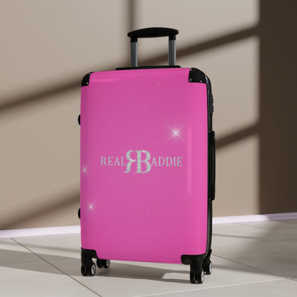 Real Baddie Pink Carry-On Suitcase — Sparkle Travel Luggage