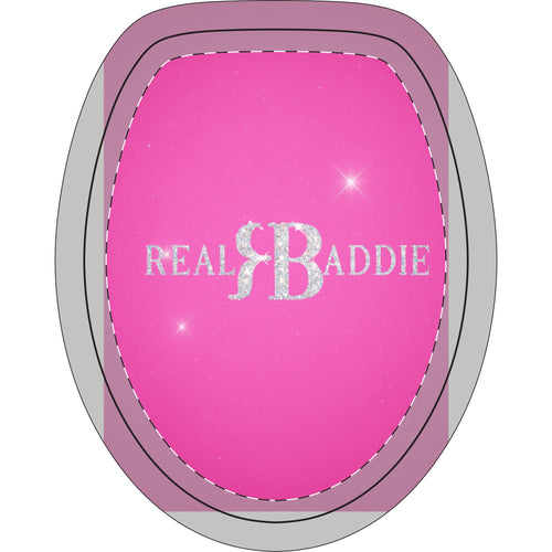 Toilet Three-Piece Set - 'Real Baddie' Pink Bathroom Rug & Lid Cover Set