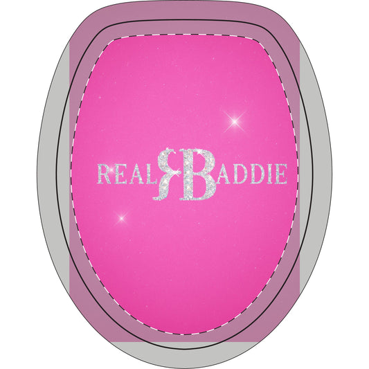 Toilet Three-Piece Set - 'Real Baddie' Pink Bathroom Rug & Lid Cover Set