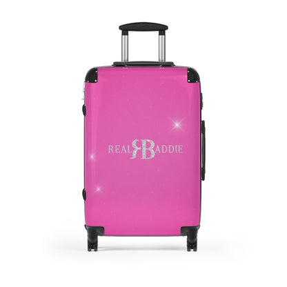 Real Baddie Pink Carry-On Suitcase — Sparkle Travel Luggage