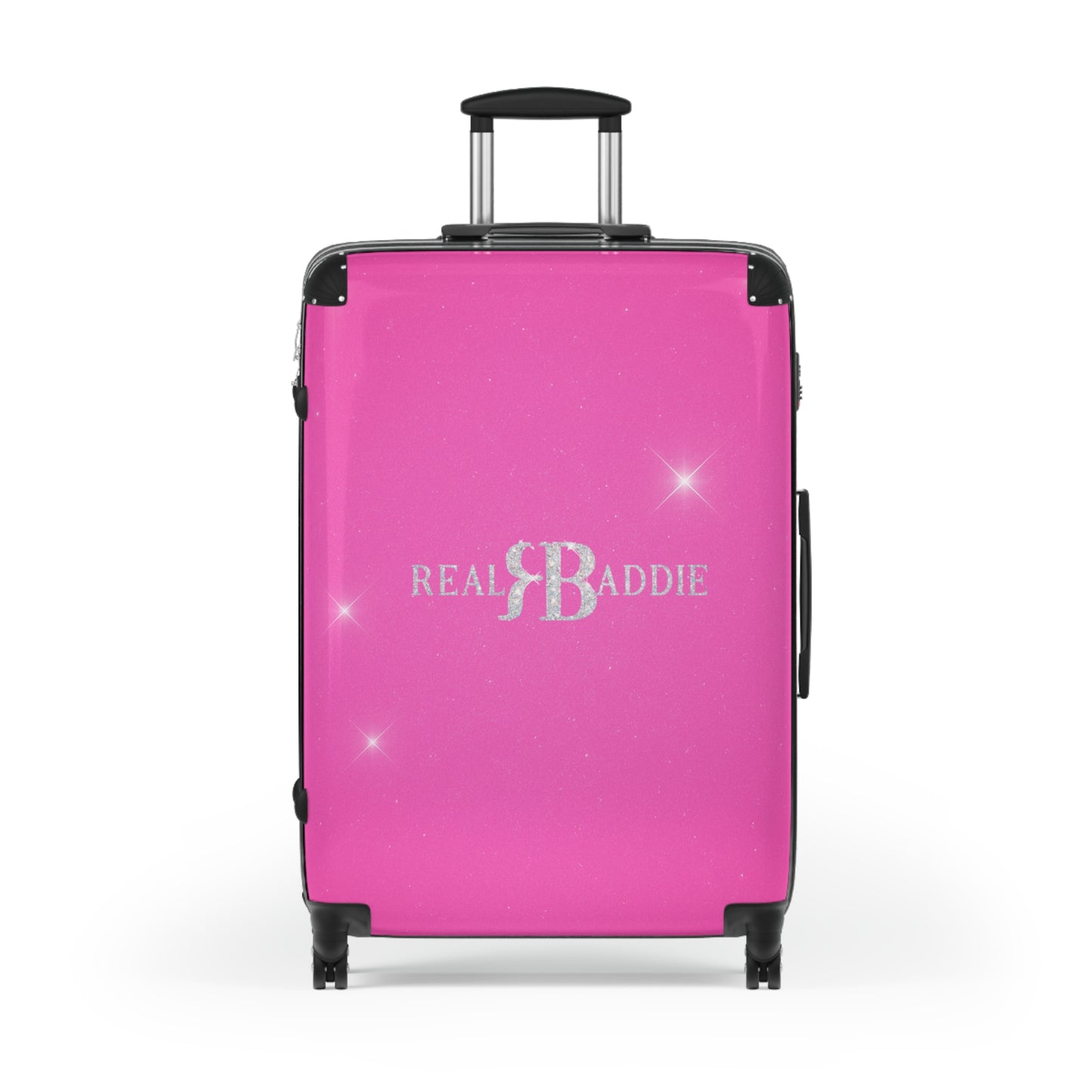 Real Baddie Pink Carry-On Suitcase — Sparkle Travel Luggage