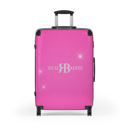 Real Baddie Pink Carry-On Suitcase — Sparkle Travel Luggage