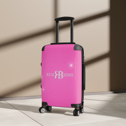 Real Baddie Pink Carry-On Suitcase — Sparkle Travel Luggage