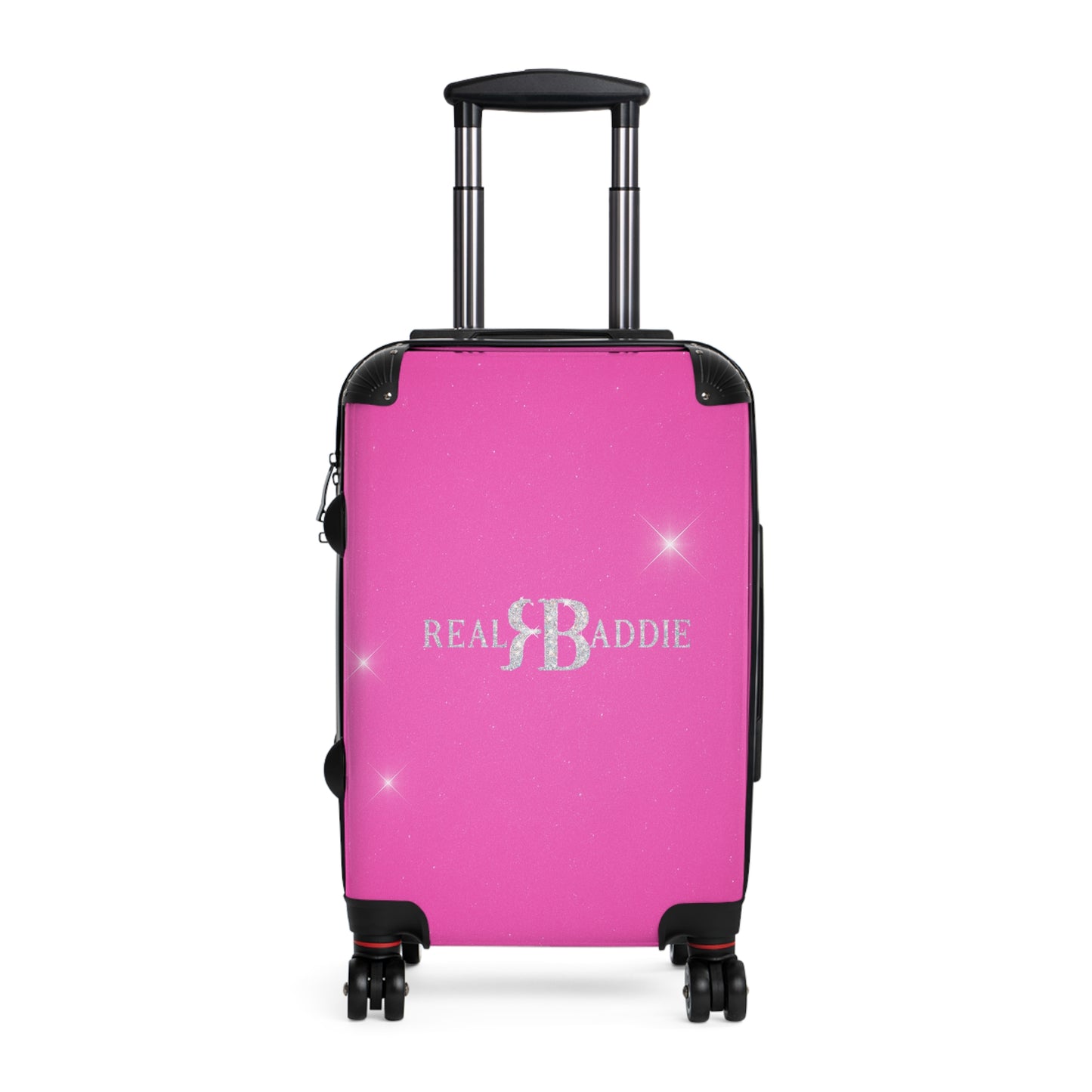 Real Baddie Pink Carry-On Suitcase — Sparkle Travel Luggage