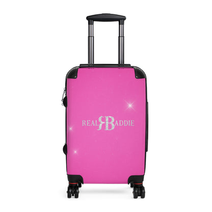 Real Baddie Pink Carry-On Suitcase — Sparkle Travel Luggage