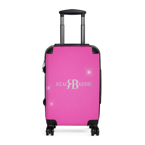 Real Baddie Pink Carry-On Suitcase — Sparkle Travel Luggage