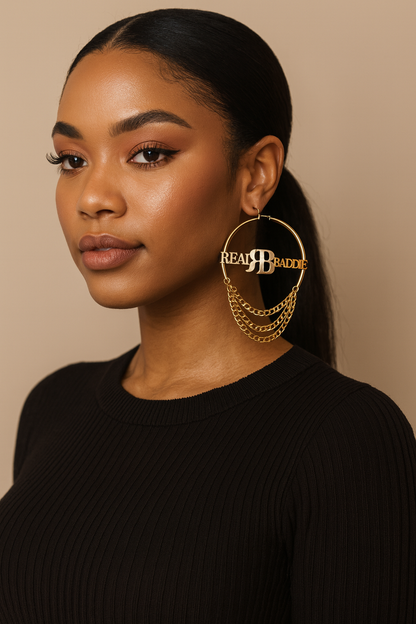 RB Round Cuban Nameplate Earrings