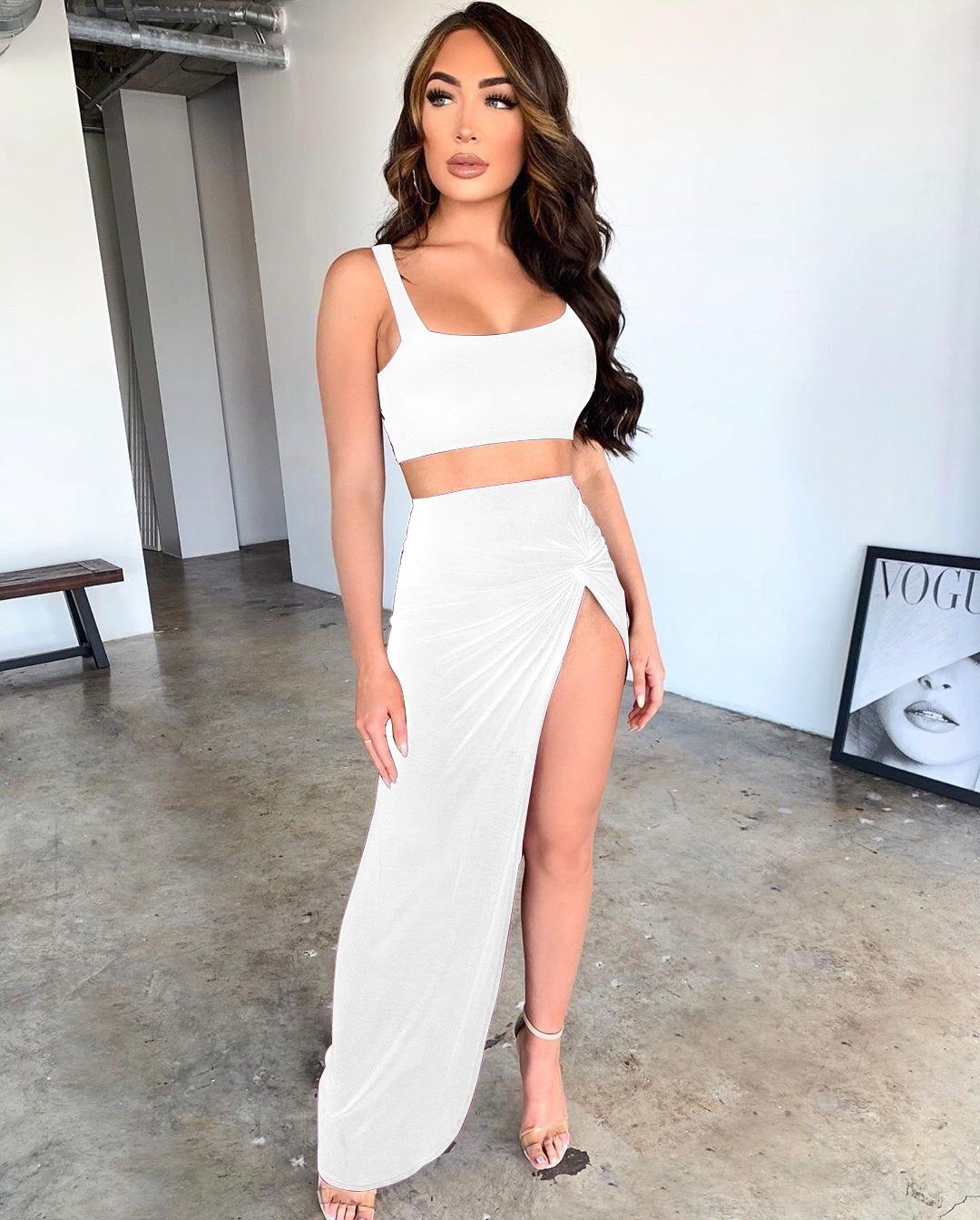 Summer Baddie Crop tank Top and skirt 2 Piece Sets