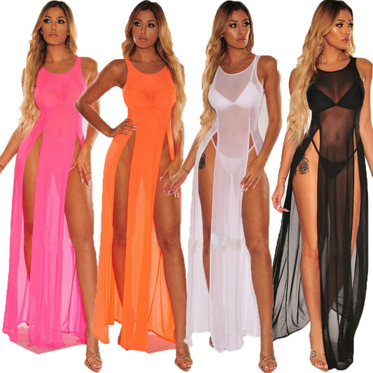 Bikini Cover up Sundress Beach Wear Mesh Sheer Slip