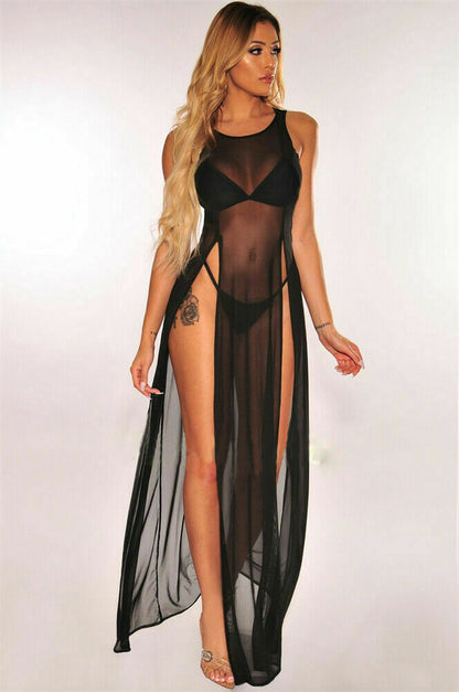 Bikini Cover up Sundress Beach Wear Mesh Sheer Slip
