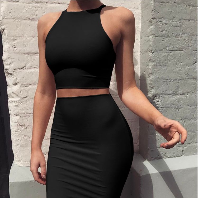Sleeveless Two-Piece Compression Body Shaping Dress Set