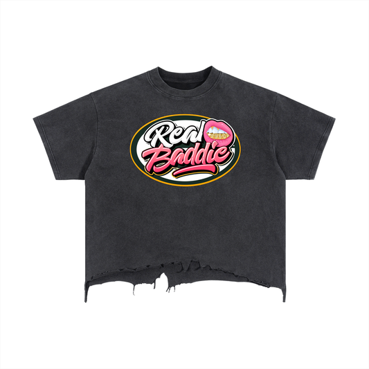 Vintage Wash Boxy Distressed Hem T-Shirt