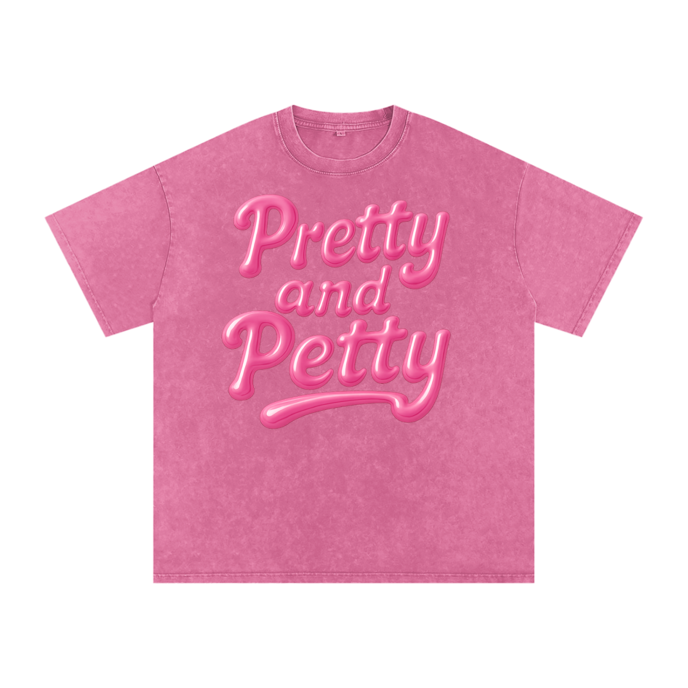Pretty and Petty Snow Washed Oversized Cotton T-Shirt