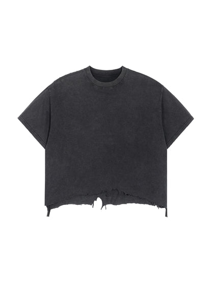 Vintage Wash Boxy Distressed Hem T-Shirt
