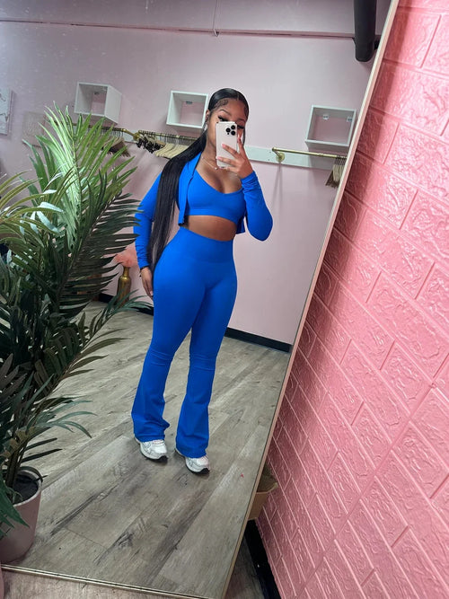 Hot 2 Piece Set Women's Clothing Sportswear Zipper Jacket and Flare Pant Casual Tracksuits Set